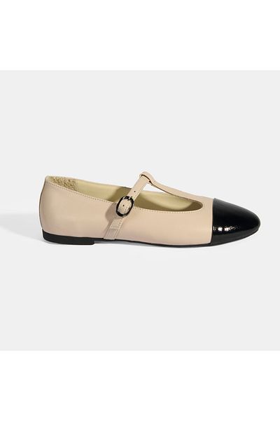 Desa Women's Cream Patent Leather T-Band Mary Jane Ballerina