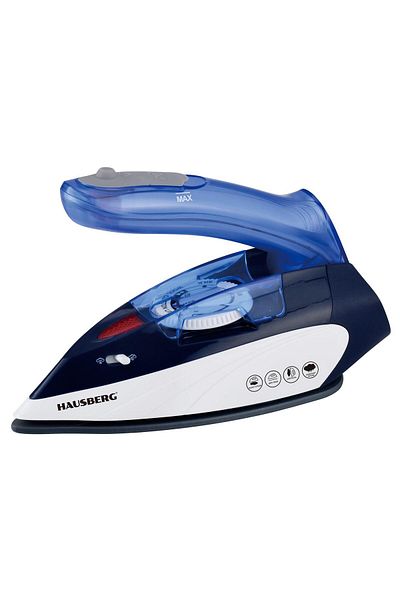 Hausberg Mini fier de calcat HB-7810BL, 1000 W, De voiaj, 75 ml, Ceramica, Auto curatarе, Alb-Albastru
