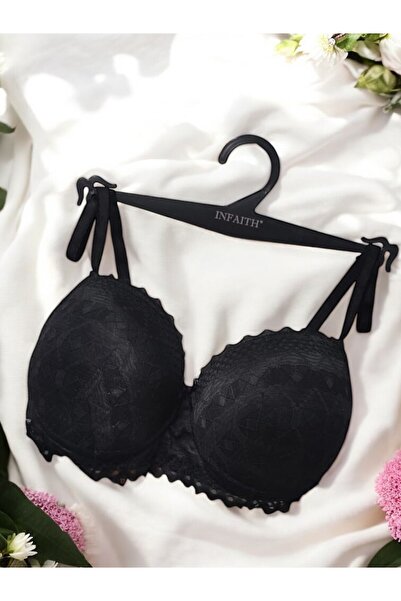 Infaith Sutien push up din dantela neagra