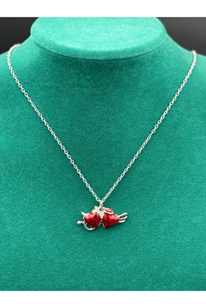 HOSBUTIK Silver punk double heart necklace