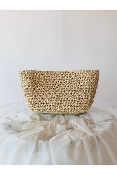 Balamony Straw Yellow Pearl Embroidered Straw Bag