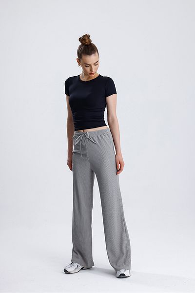 FVTEKSTİL Women's Elastic Waist Palazzo Pants