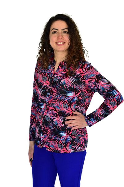 wearon tekstil Γυναικεία μπλούζα με στάμπα με κουμπιά Viscon BGL-ST04273