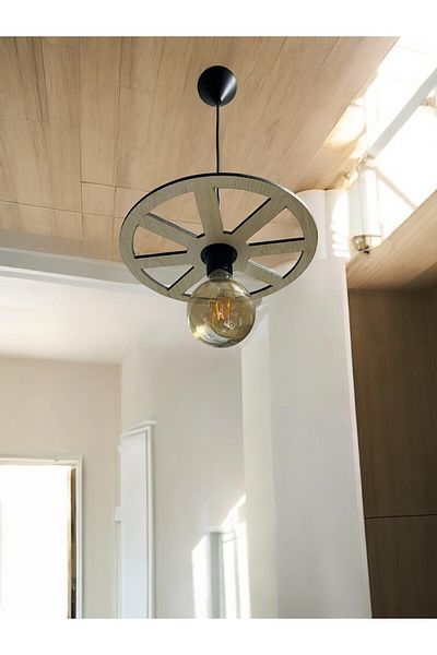 Nurnivus Single Wheel Wheel Chandelier - Wooden Decorative Cafe Restaurant Balcony Garden Chandelier