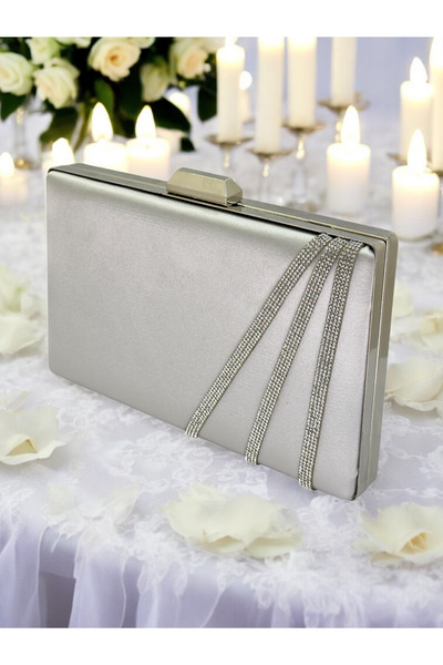 Ahenk Design Culoare Argintiu Satin Cruce Argintiu Cristal Piatra Femei Rochi...