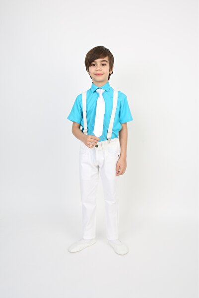 Nacar Boy's Suit Suspender Bow Tie Shirt Pantalon Yellow Saks Turquoise Red