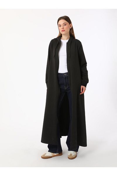 Benin Hooded Detailed Zippered Sports Overcoat - Navy Blue - Benin