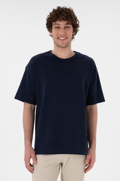 U.S. Polo Assn. Tricou pentru bărbați, cu decolteu, albastru bleumarin, jacqu...