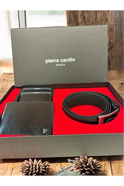 Pierre Cardin Men's Special Gift Boxed Belt Wallet Card Holder 3-Piece Groom Set