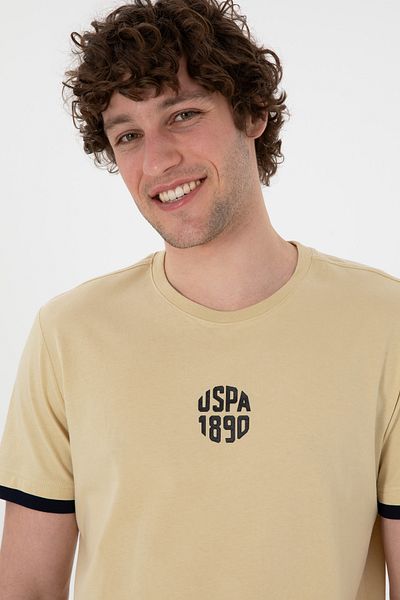 U.S. Polo Assn. Men's Regular Fit Crew Neck Light Khaki T-Shirt 50306900-Vr183