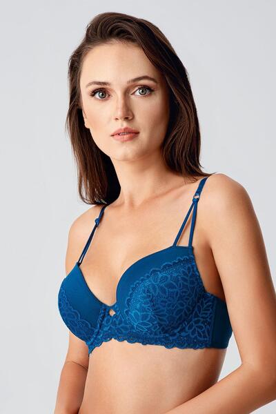 C&City Бюстгальтер з мереживними деталями Push Up C18415 Антрацит