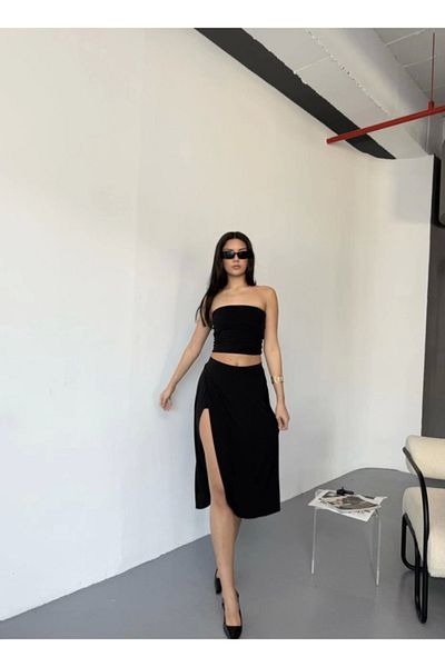 Modayakamoz Fusta Stack cu pantaloni scurți cu buzunare - negru