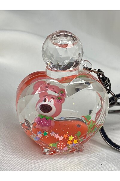 nss sky rock دمية دب مفصلة ملونة على شكل قلب سائل شفاف زجاجة جرعة سلسلة مفاتيح وملحق حقيبة