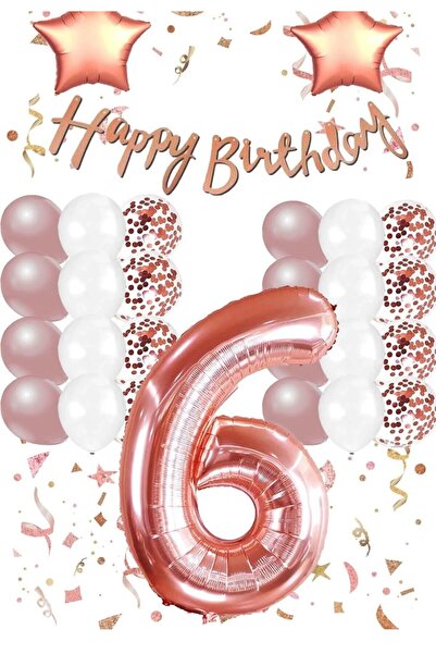 ALYA PARTI 6 Anii Numărul 6 Stele din folie Set pentru ziua de naștere Concep...