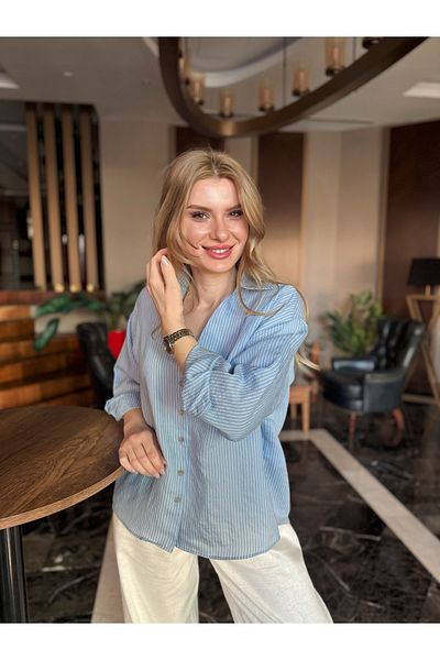 Store V-Neck Striped Modal Blended Marine Shirt