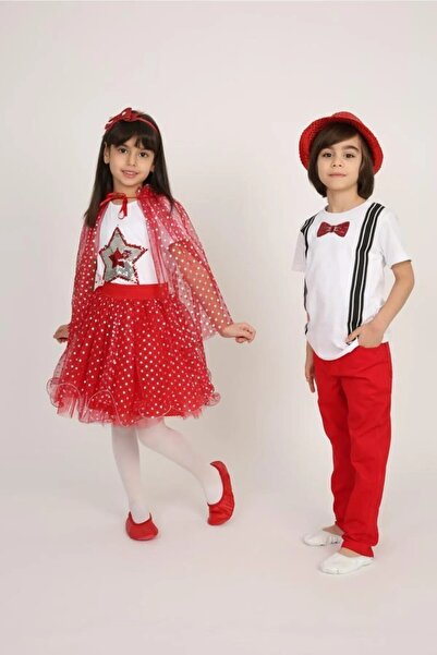 Nacar Erkek Kız Takım Gösteri Kıyafeti Tshirt Etek Pantolon 0-24