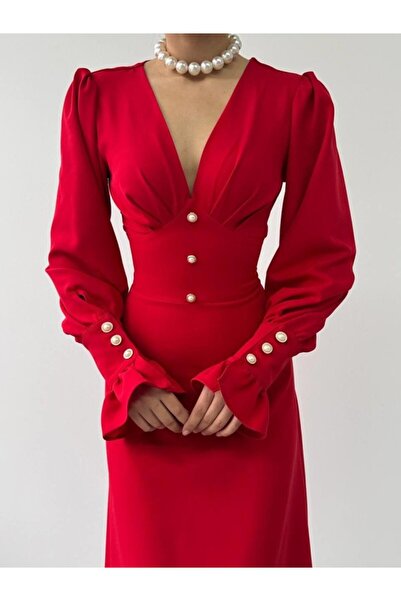 Bijuterria Λεπτομερές φόρεμα με κουμπιά