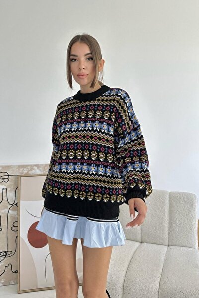 Modayakamoz Pulover de tricotaj cu model negru