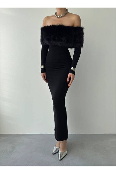 MRA Fashion Bestia Strapless Feather Detailed Dress