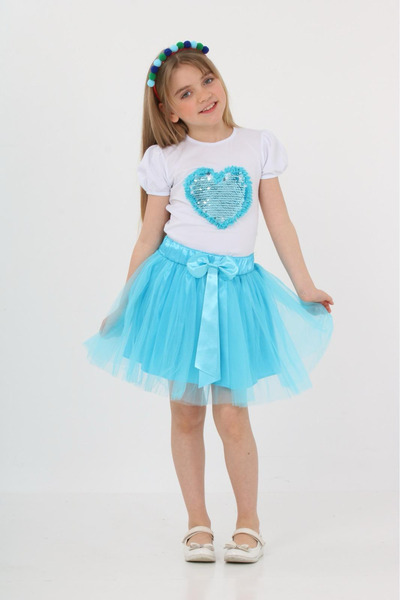 YCN GİYİM GIRL'S BOTTOM TOP SET TSHIRT SKIRT