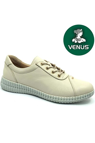 Venüs Feris Genuine Leather Orthopedic Women's Casual Shoes Beige