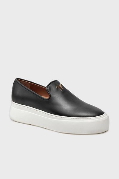 Giuseppe zanotti Genuine Leather Loafer Men's Shoes with Logo Thick Sole Eu40011