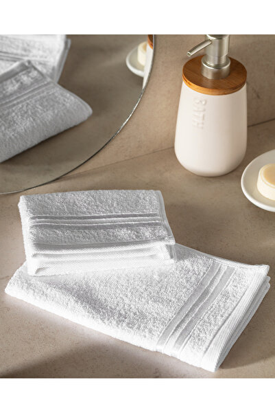 Madame Coco Prosop de mână Maynor Border din 2 bucăți 100% bumbac - alb