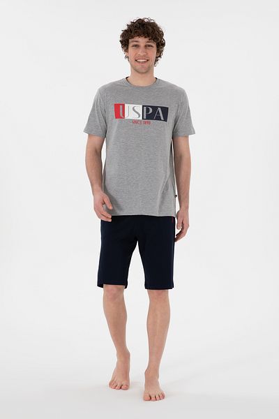 U.S. Polo Assn. Men's Crew Neck Gray Melange Pajama Set 50309821 -Vr086
