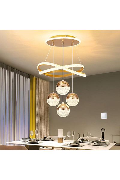 A F N LIGHTING A F N LIGHTINGS Modern Gold LED Chandeliers, 3-Color Dimmable Pendant Light for Kitchen Island