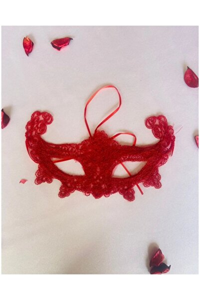DUYUMSAL KIRMIZI DANTEL MASKE