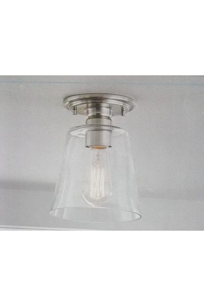 A F N LIGHTING A F N LIGHTINGS Brushed Nickel Flush Mount Ceiling Light, Clear Glass Shade Fixture