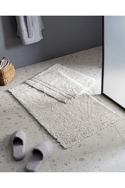 Madame Coco Farges 2 Pack Cotton Bath Mat - Stone
