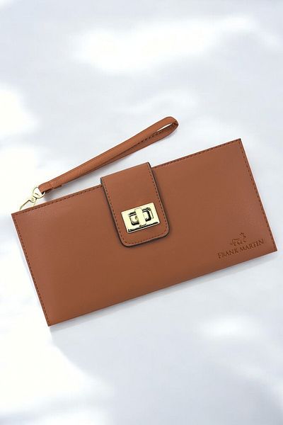 Frank Martin Pera Phone Paper Coin Compartment Card Holder Women's Wallet Locked Wrist Strap Portfolio Wallet