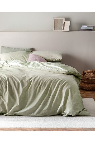Odette Family Size 100% Cotton Ranforce Printed Duvet Cover Set - Khaki
