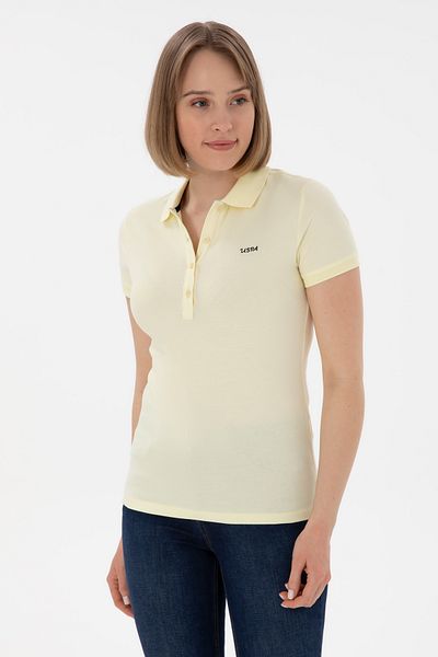 U.S. Polo Assn. Tricou de bază cu guler polo Lemon pentru femei 50305764-VR035