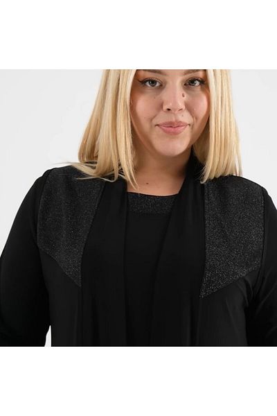 HESNA Costum de seară cu vestă cu sclipici cu design elegant de mărime mare