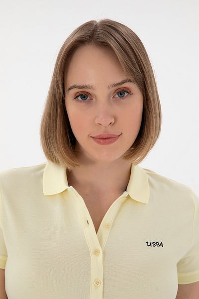 U.S. Polo Assn. Tricou de bază cu guler polo Lemon pentru femei 50305764-VR035