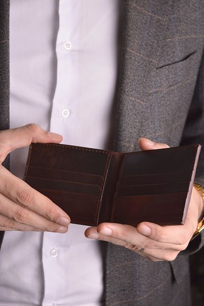 Jewelmim Dark Brown Crazy Horizontal Men's Wallet - 100% Real Leather with Card Holder Dr1137Kk