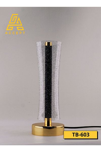 ACCEPT Table lamp with three lights, white, yellow and solar, gold metal base