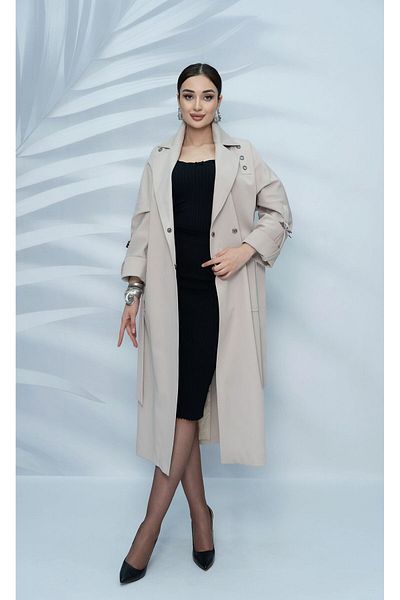 Eccim Fashion Elegant Plain Lined Long Women's Trench Coat