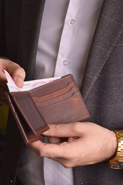 Jewelmim Men's Wallet - Light Brown, 100% Real Leather, Horizontal Cutting, Card Holder - Dr1125Ak