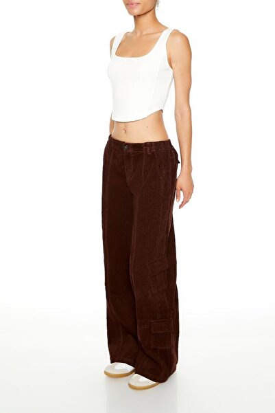 Forever 21 Kadife Wide-Leg Kargo Pantolon