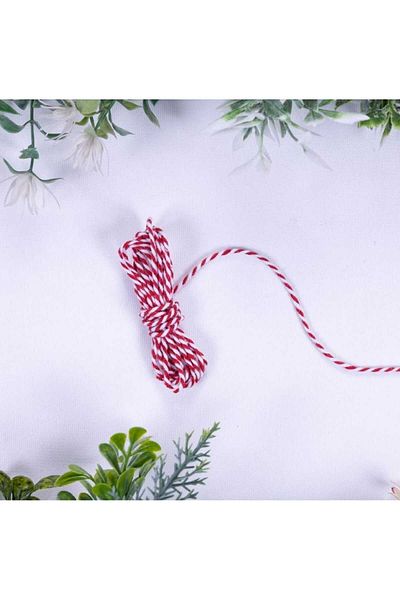 yiğit aksesuar 2 Meters Martenitchka Red and White Twist Bracelet Rope, 2 mm Gift Package Rope