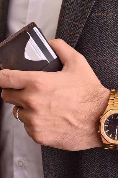 Jewelmim 100% Real Handmade Dark Brown Leather Card Holder for Men and Women -Dr1130Kk