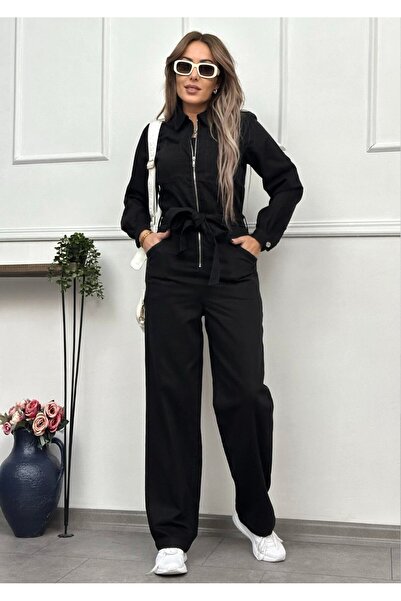 İBABUTİK Women's New Season Black Jean Jumpsuit, Jumpsuit