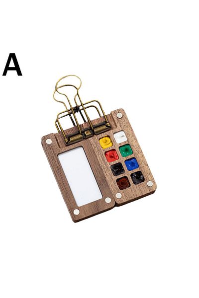 Choice 8grids 8/15 Grid Portable Sketchbook Palette, Mini Walnut Wood Color Palette Box Travel Watercolor C