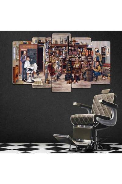 EVLOYA Barber Shop - 5 Parçalı Tablo