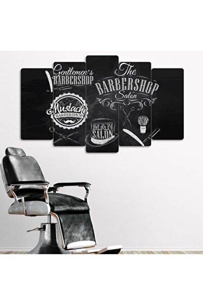 EVLOYA Chalkboard Stili - 5 Parçalı Berber Tablo