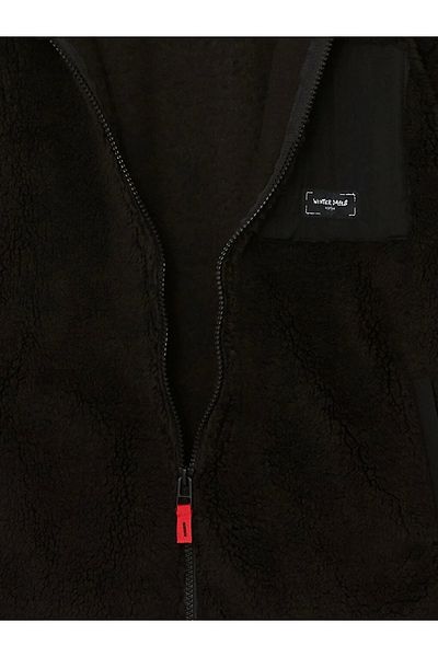 LC Waikiki Lcw Kids Black Stand Collar Boy's Fleece Cardigan