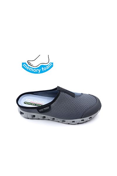 KİNG PAOLO Ανδρικές παντόφλες Sabo Memory Foam Closed Toe Grey
